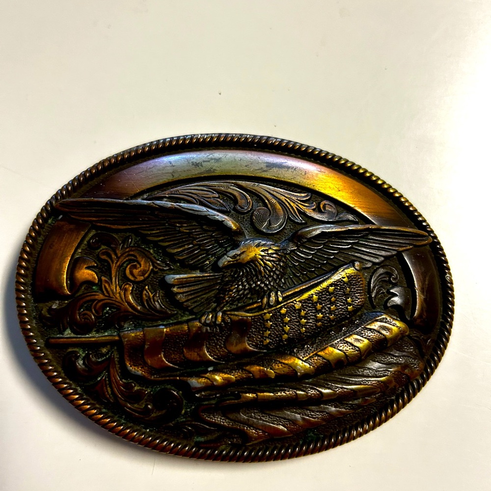 NOCONA MEN'S COPPER EAGLE FLAG BUCKLE